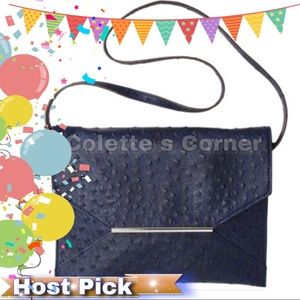 💕2/$24 Blue Faux Ostrich Skin Convertible Bag